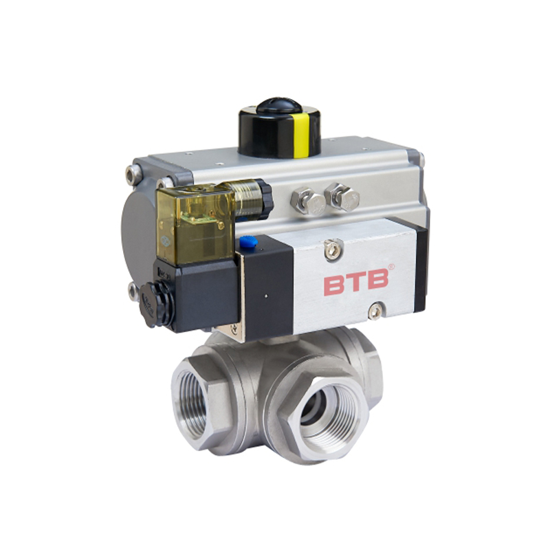 Three way high platform pneumatic solenoid valve threaded ball valve
