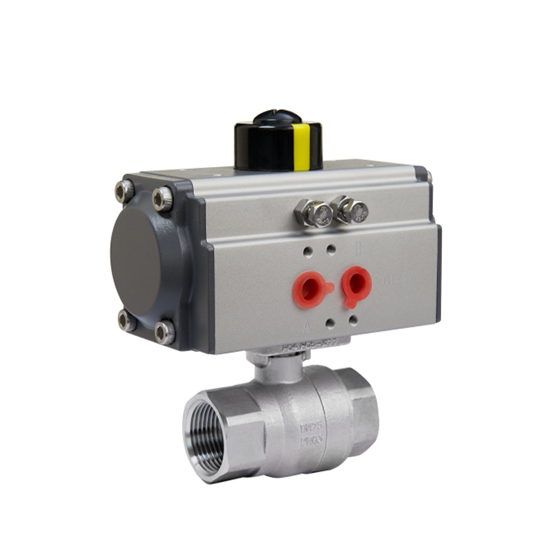 Two piece pneumatic stainless steel ball valve