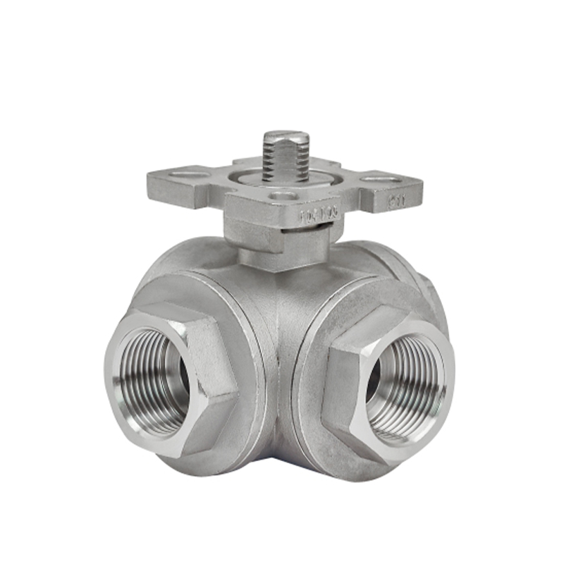 Three way high platform stainless steel ball valve