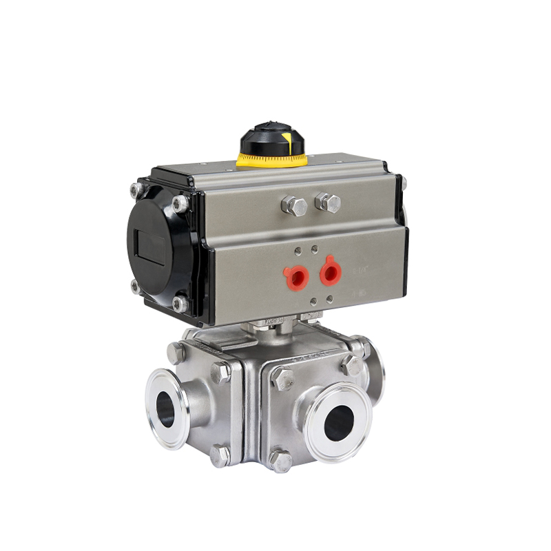 Pneumatic three-way fully enclosed ball valve