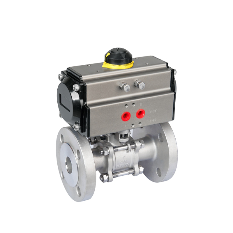 Three piece flange stainless steel pneumatic ball valve